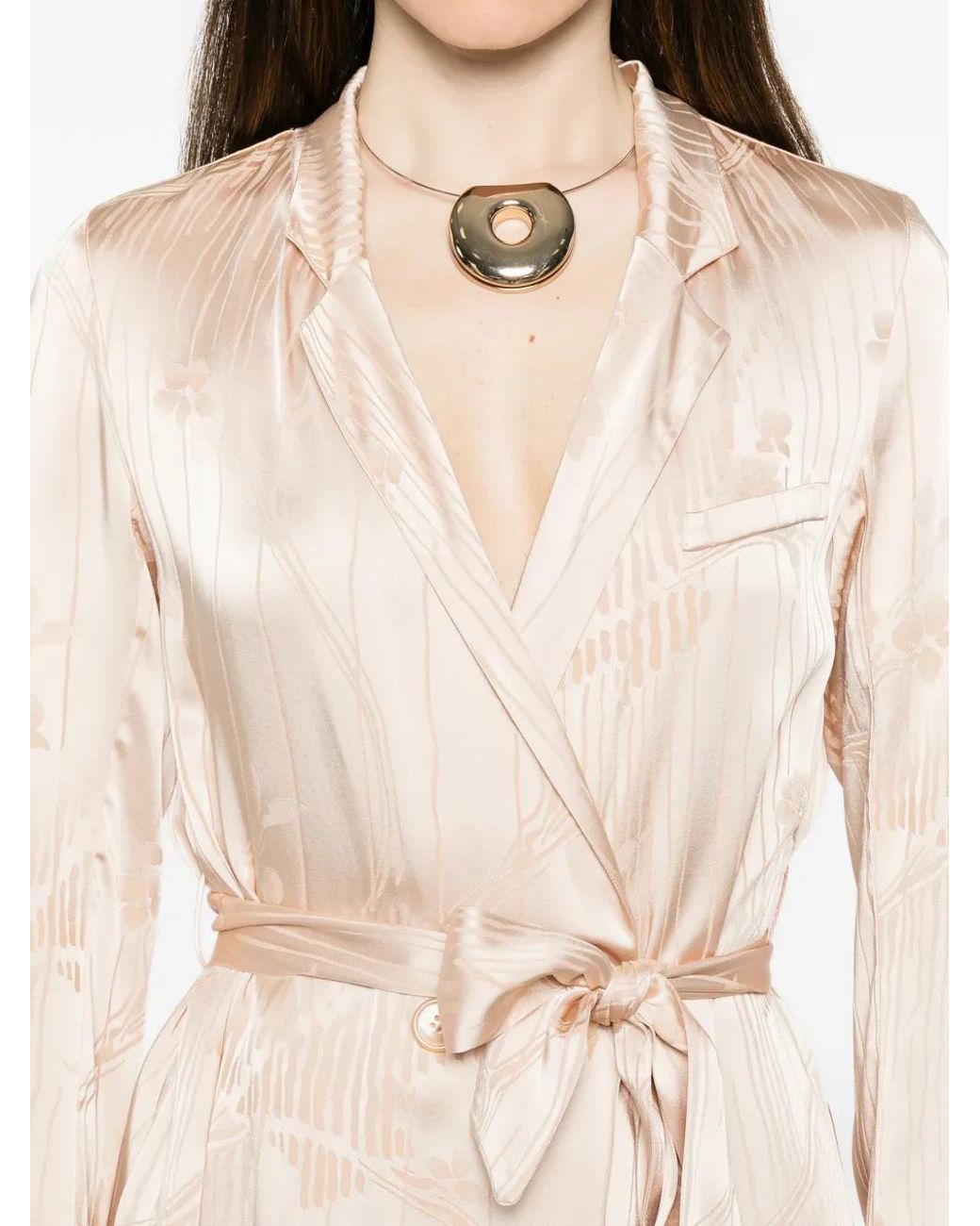 Forte_forte White Floral-Jacquard Wrap Midi Dress