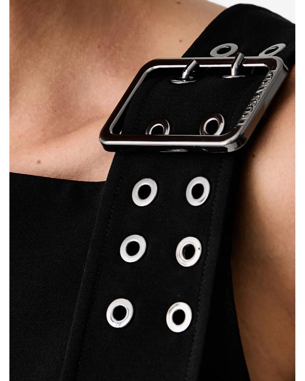 Trussardi Black Buckle-Detail Sleeveless Top