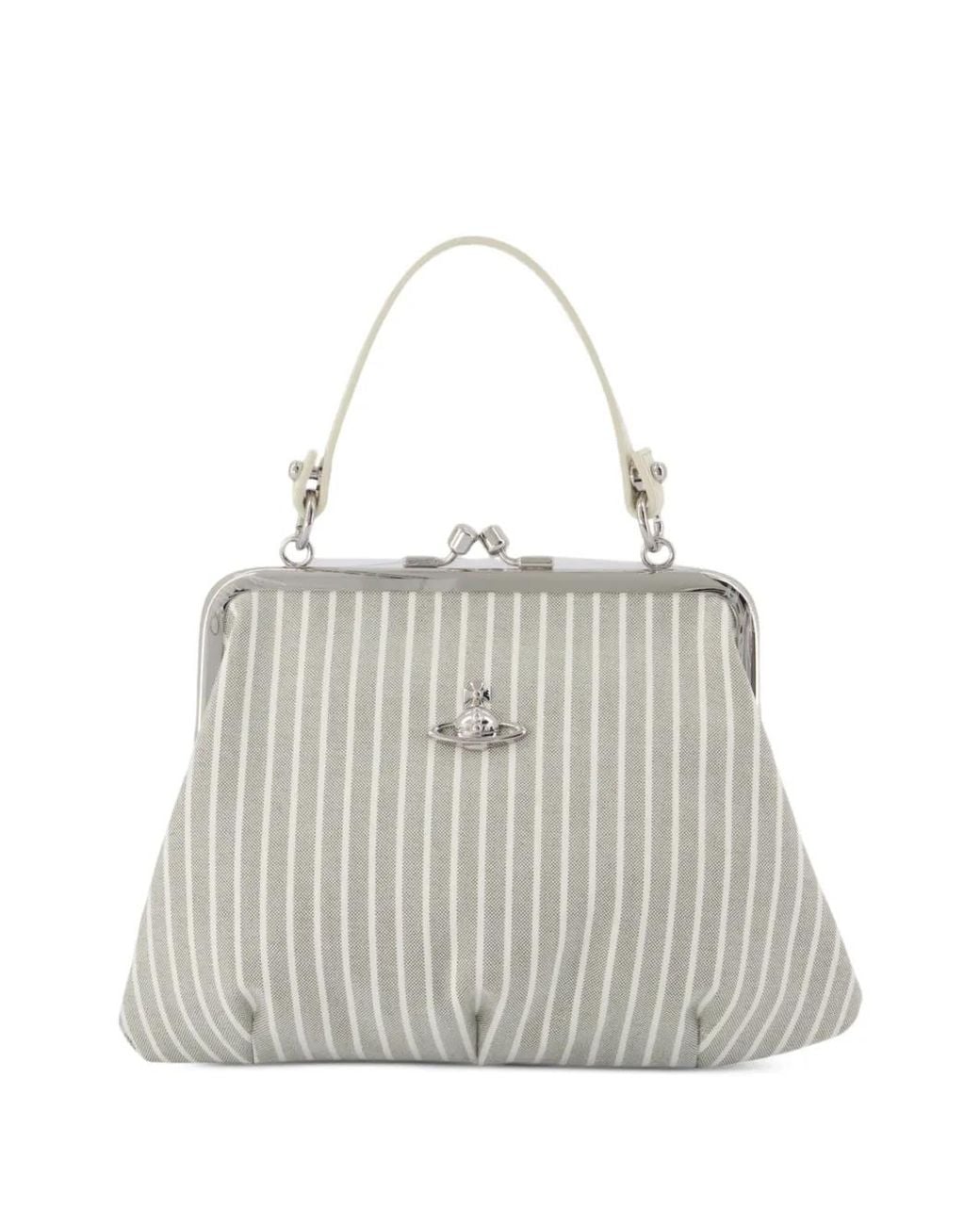 Vivienne Westwood White Granny Frame Stripe-Print Clutch Bag