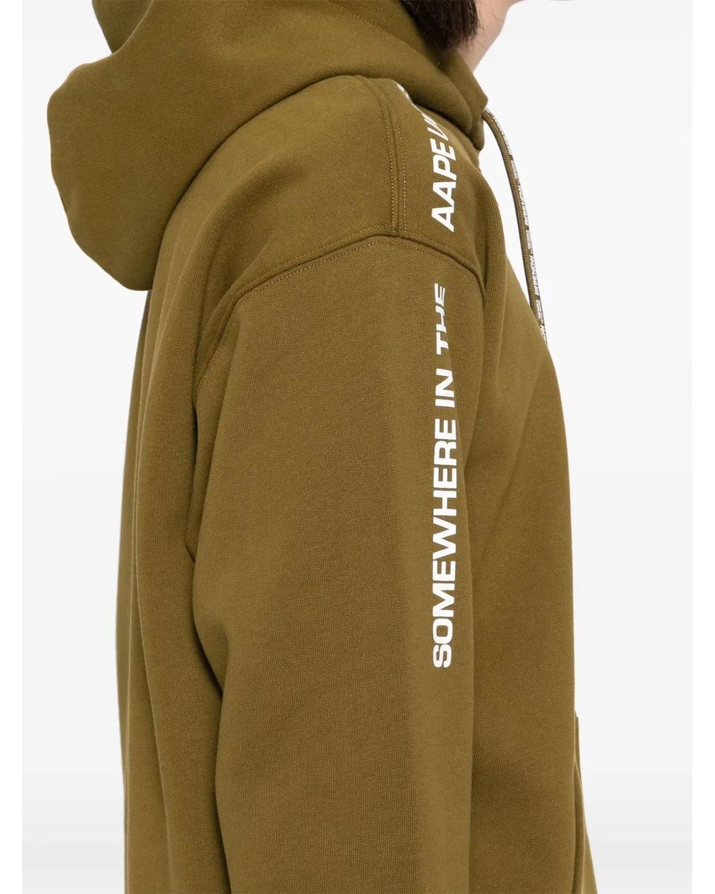 Aape By A Bathing Ape Green Logo Patched Hooded Jacket for men
