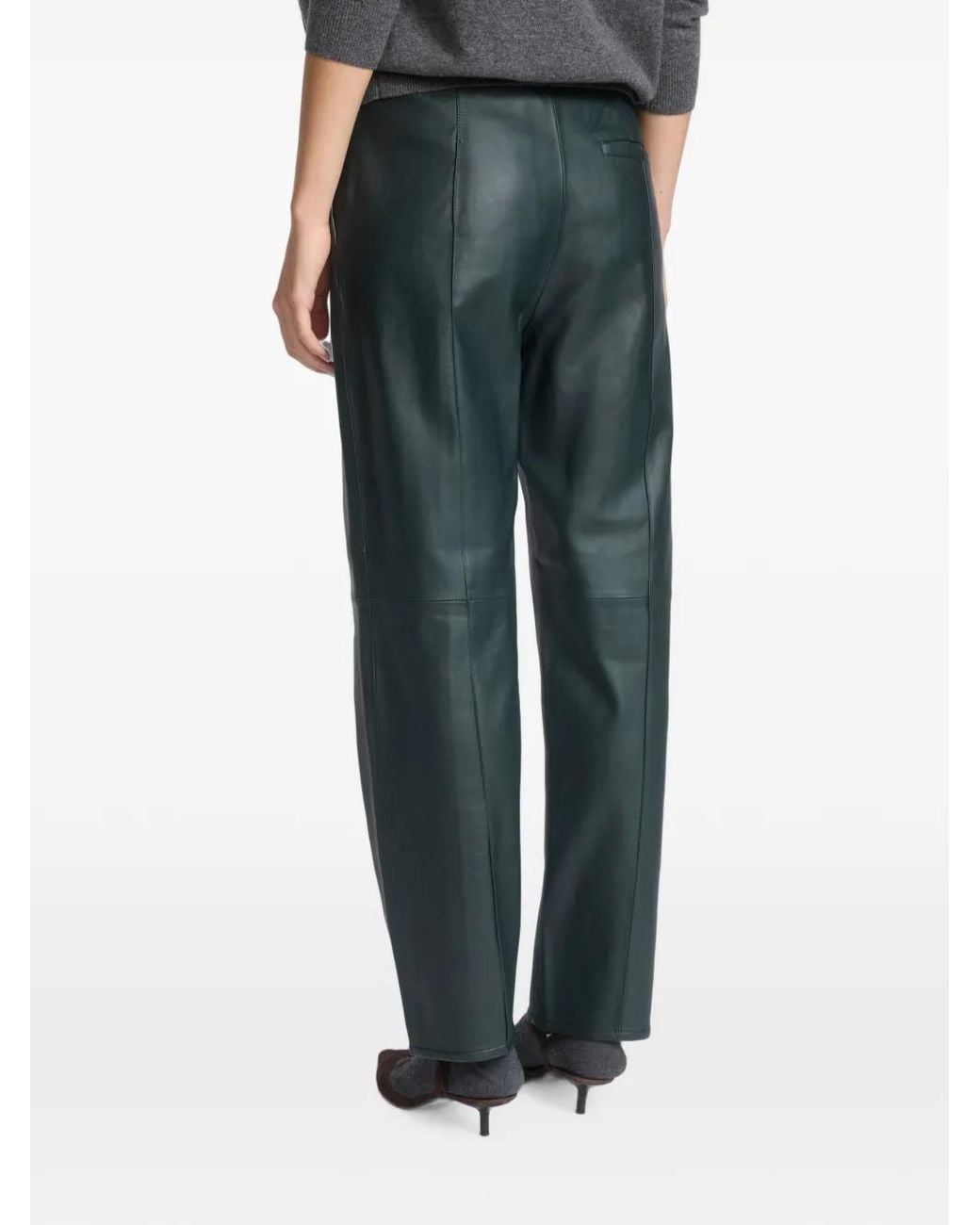 Yves Salomon Green Tailored Lambskin Trousers