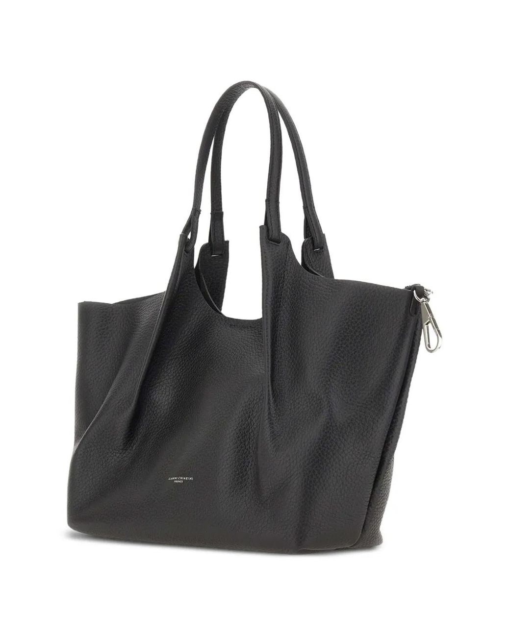 Gianni Chiarini Black Large Dua Grained Leather Tote Bag