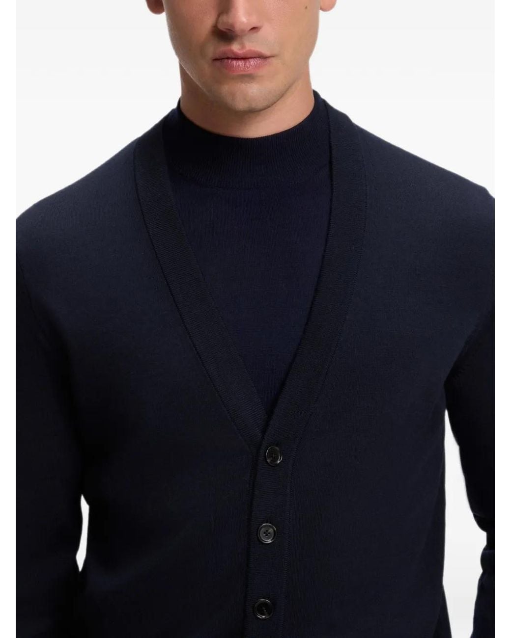 Boss Blue Buttoned Cardigan for men