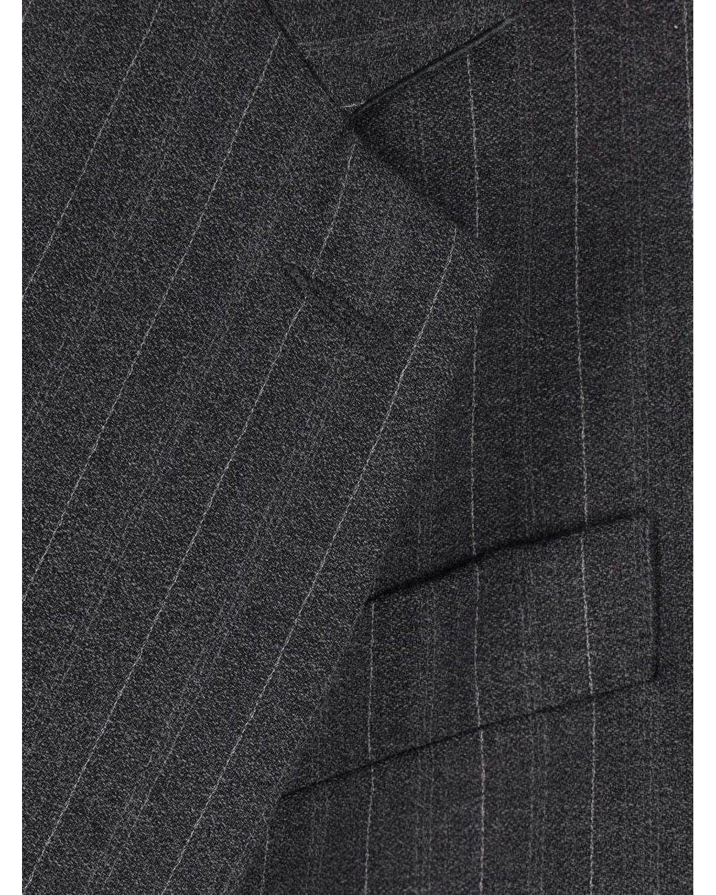 Magliano Black Pinstriped Button-Up Blazer for men