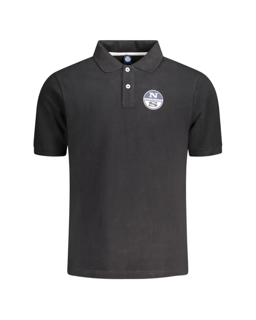 North Sails Black Logo-Patch Polo Shirt for men