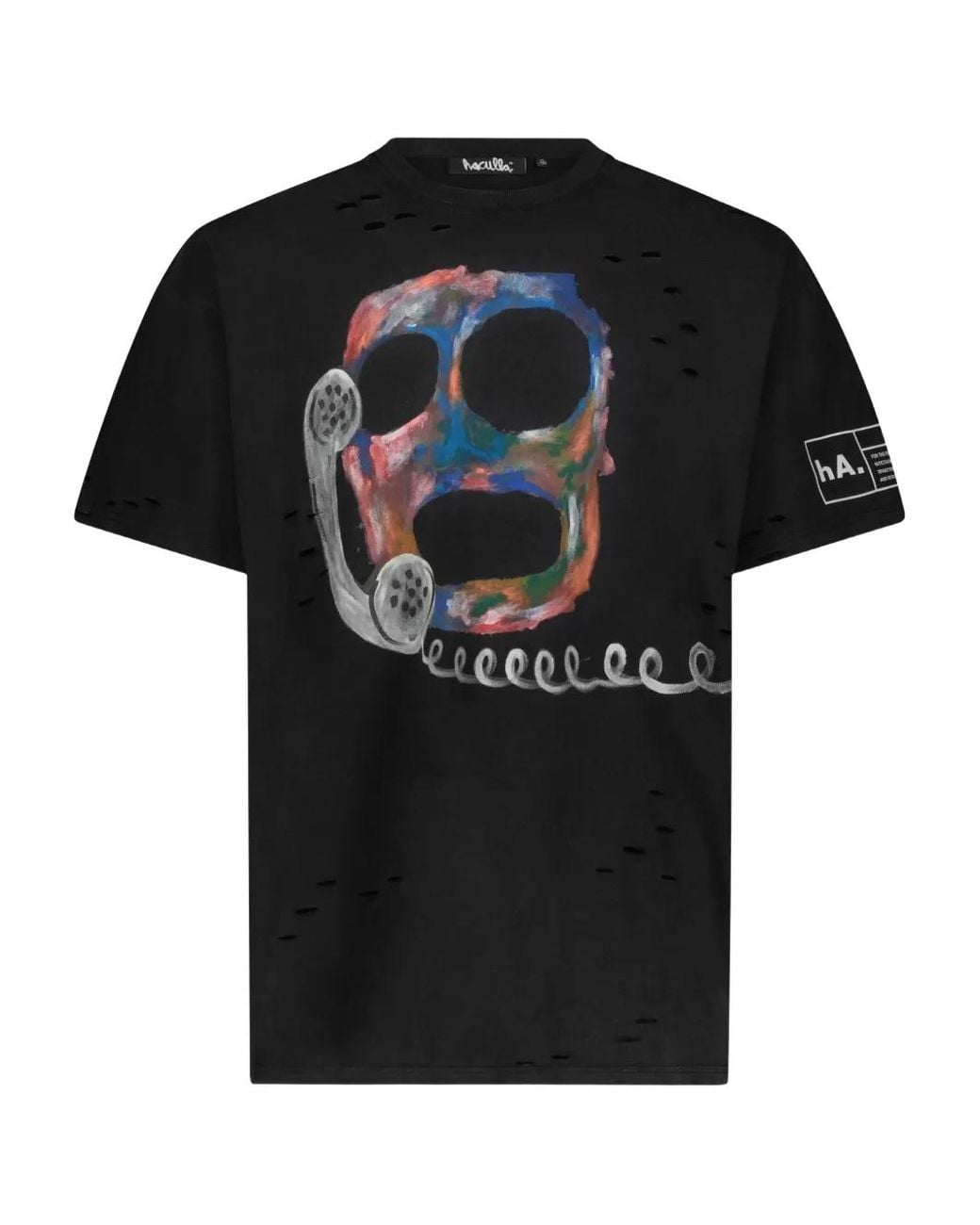 Haculla Black Distressed Graphic T-Shirt for men
