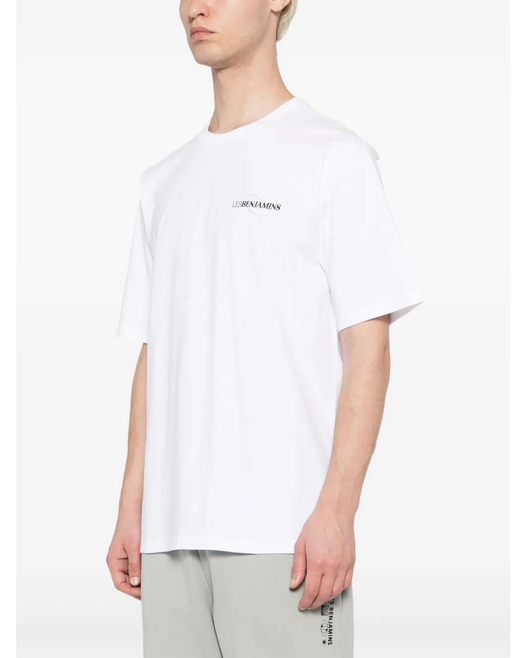 Les Benjamins White Logo-Print Cotton T-Shirt for men