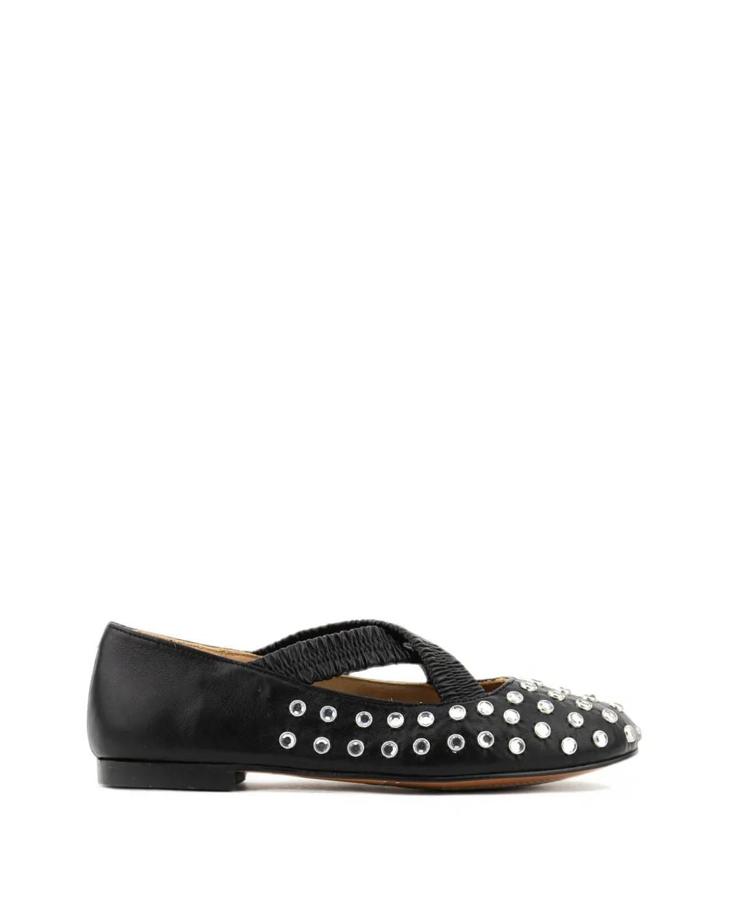 Toral Shoes White Crystal-Embellished Criss-Cross Ballet Flats