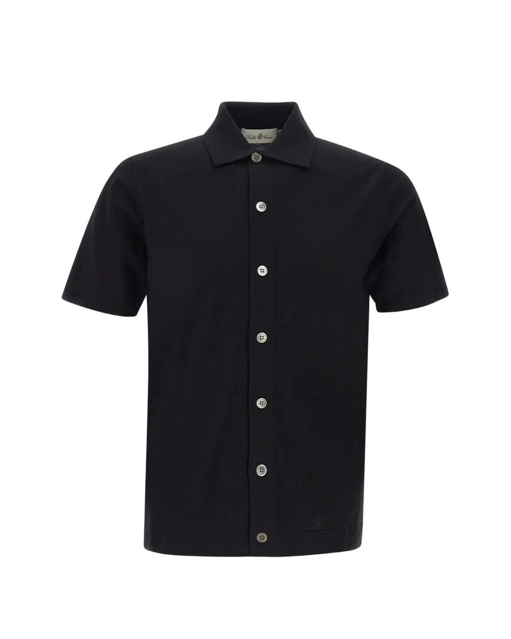 Della Ciana Black Short-Sleeve Cotton-Knit Shirt for men