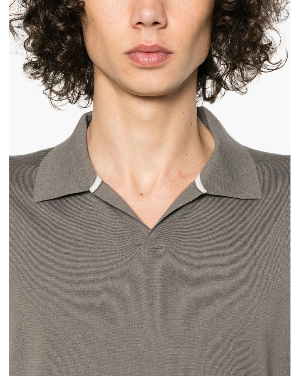 Cruciani Gray Fine-Ribbed Polo Shirt for men