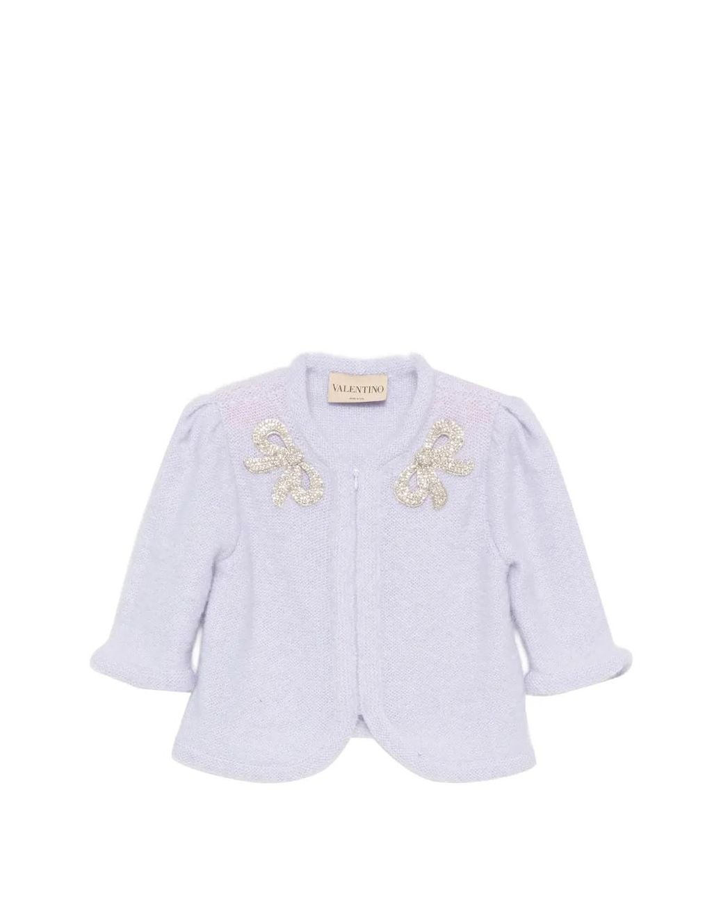 Valentino Garavani White Bow-Embellished Cardigan