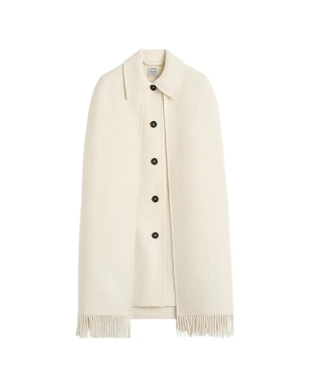 Totême White Fringe Cape Coat