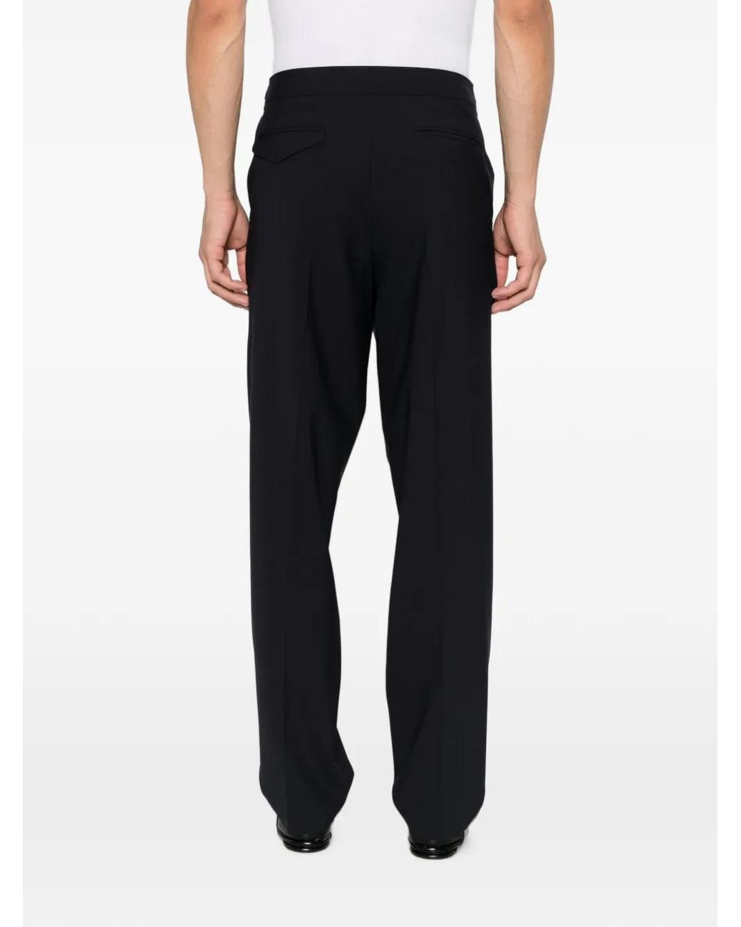 Cellar Door Black Leo T Pleated Straight-Leg Trousers for men