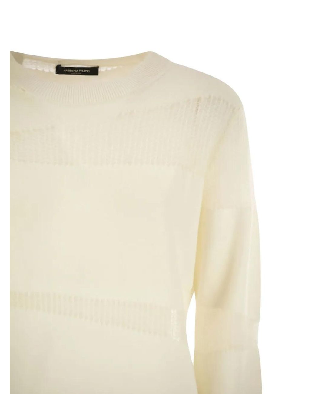 Fabiana Filippi Natural Diagonal-Insert Long-Sleeves Sweater