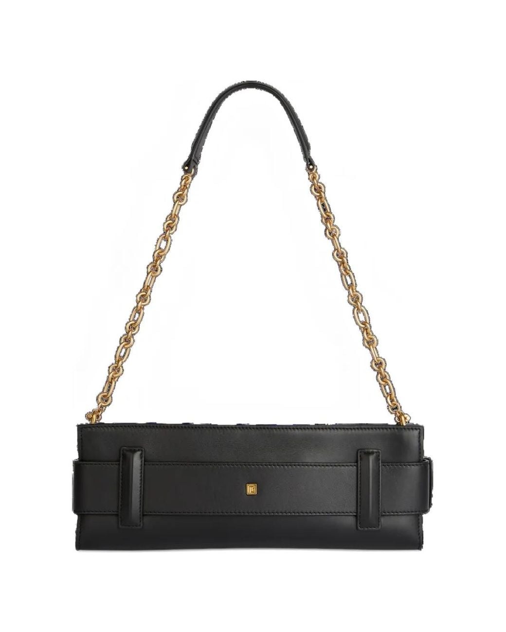 Balmain Black Anthem Smooth Leather Clutch