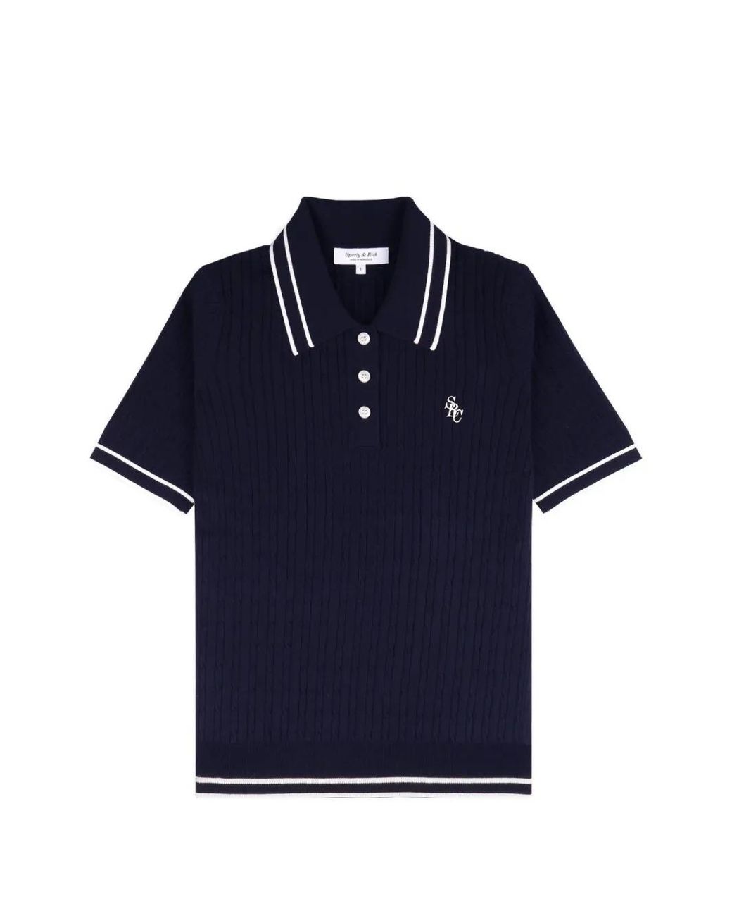 Sporty & Rich Blue Mini Cable-Knit Polo Shirt