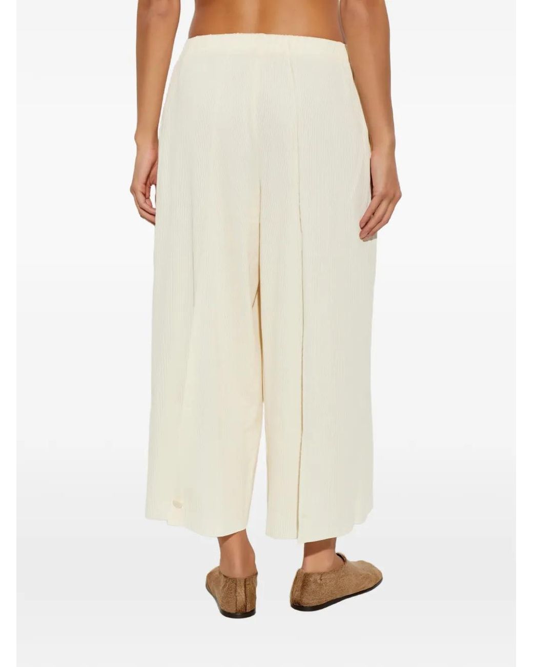 Pleats Please Issey Miyake White A-Poc Pleats Trousers