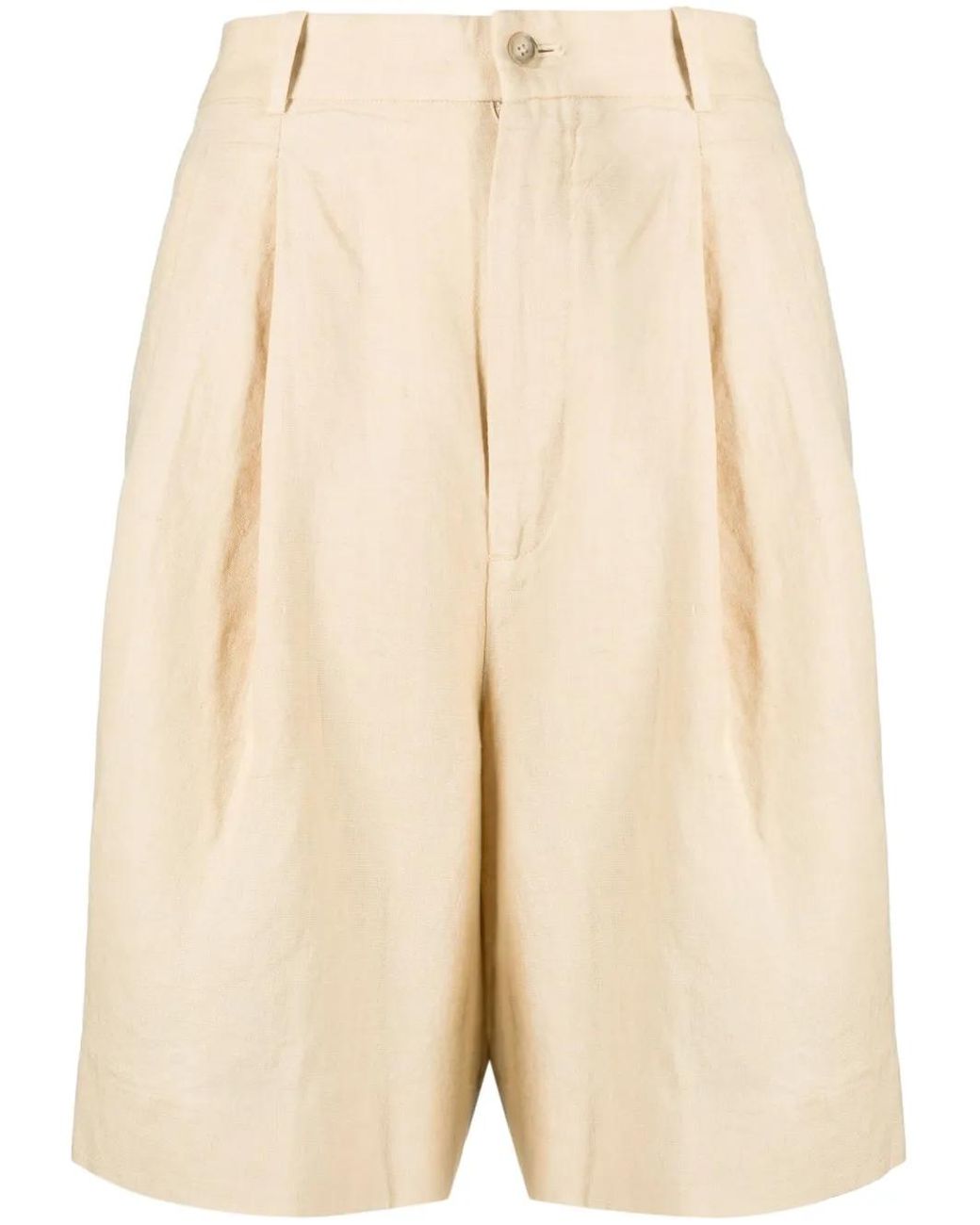 Polo Ralph Lauren Natural Pleated Linen Shorts