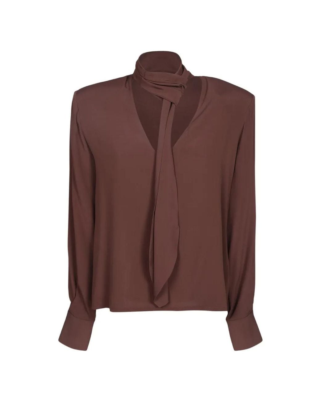 FEDERICA TOSI Brown Tie-Neck Blouse