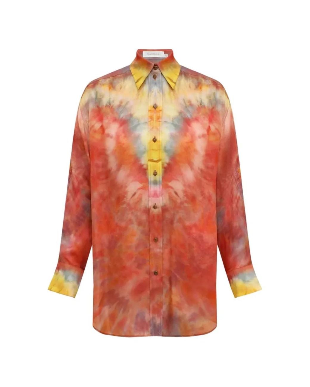 Zimmermann Orange Alchemy Relaxed Satin Shirt