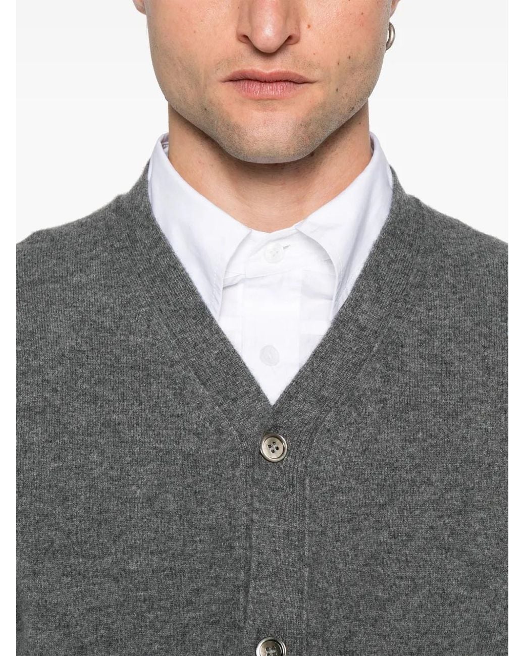 Comme des Garçons Gray V-Neck Cardigan for men