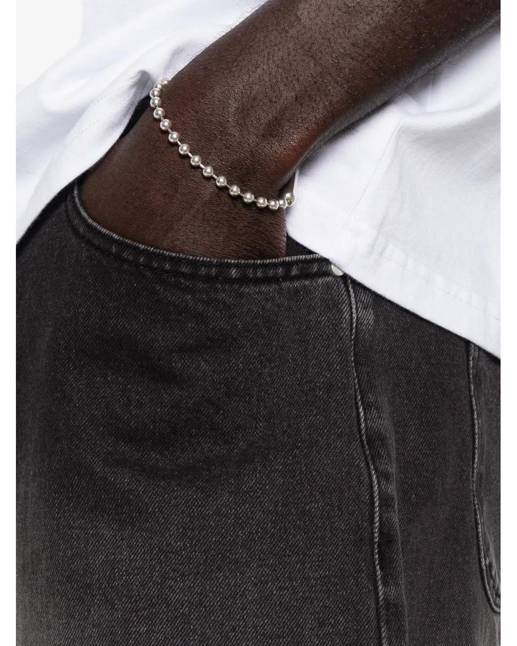 Arte' Black Faded-Effect Five-Pocket Shorts for men