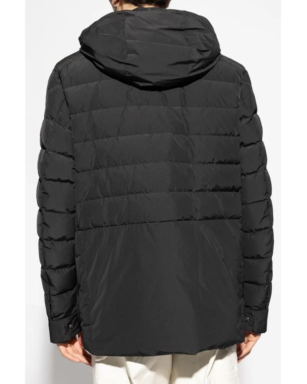 Moncler Black Logo-Appliqué Padded Coat for men