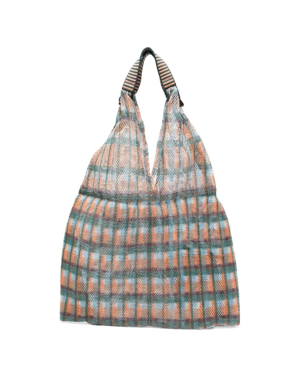Epice Orange Udaipur Check-Pattern Tote Bag