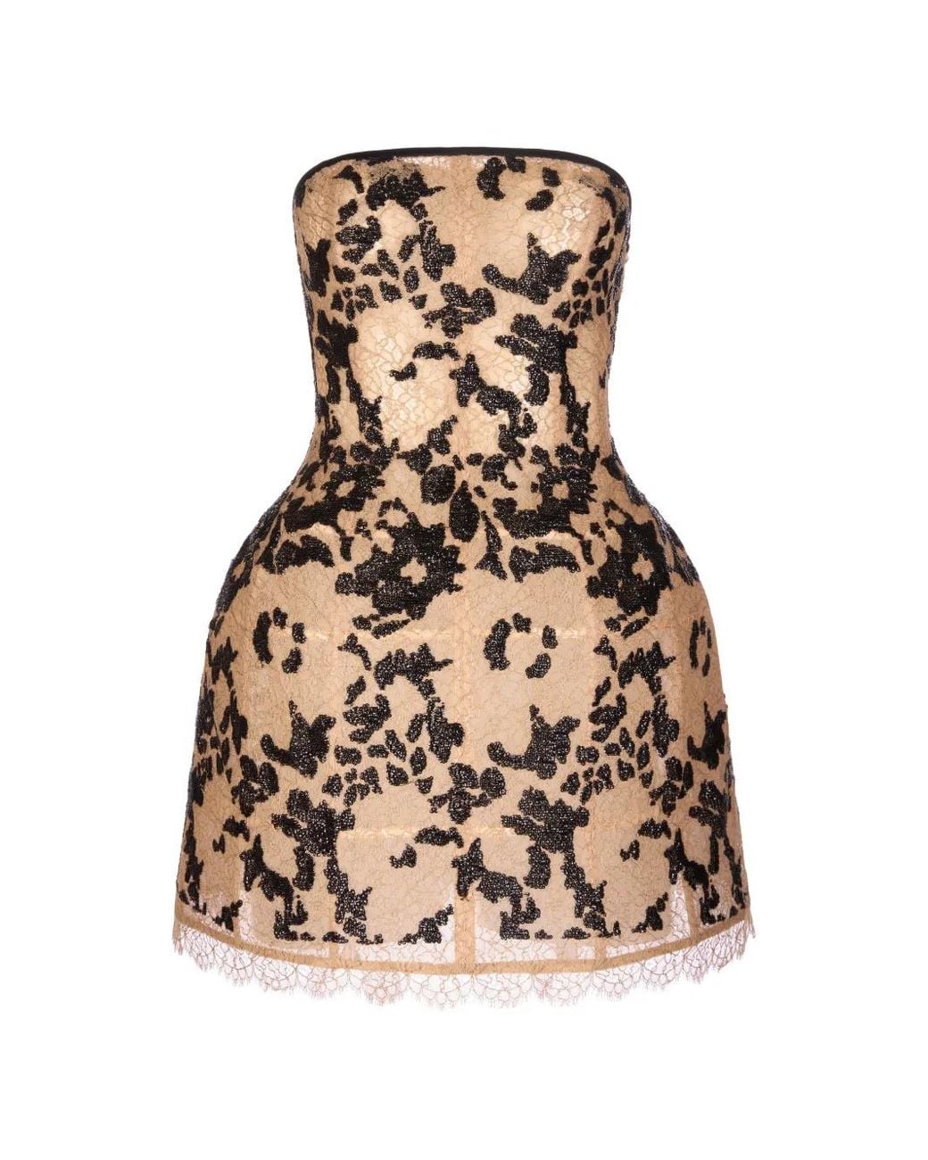 IMROSKA Natural 29 Lace Strapless Mini Dress