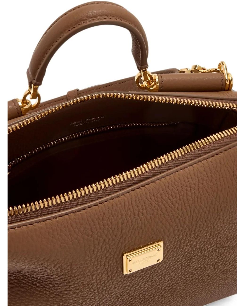 Dolce & Gabbana Brown Dolce & Gabbana Vittoria Leather Tote Bag With Logo Plaque