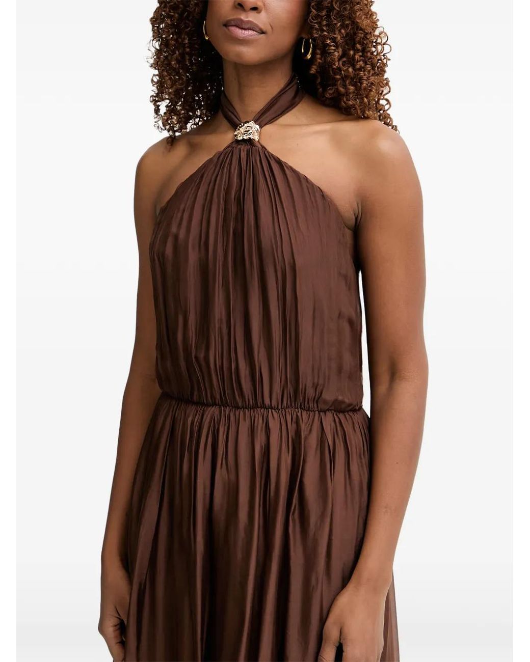 Haveone Brown Robe Longue À Dos-Nu
