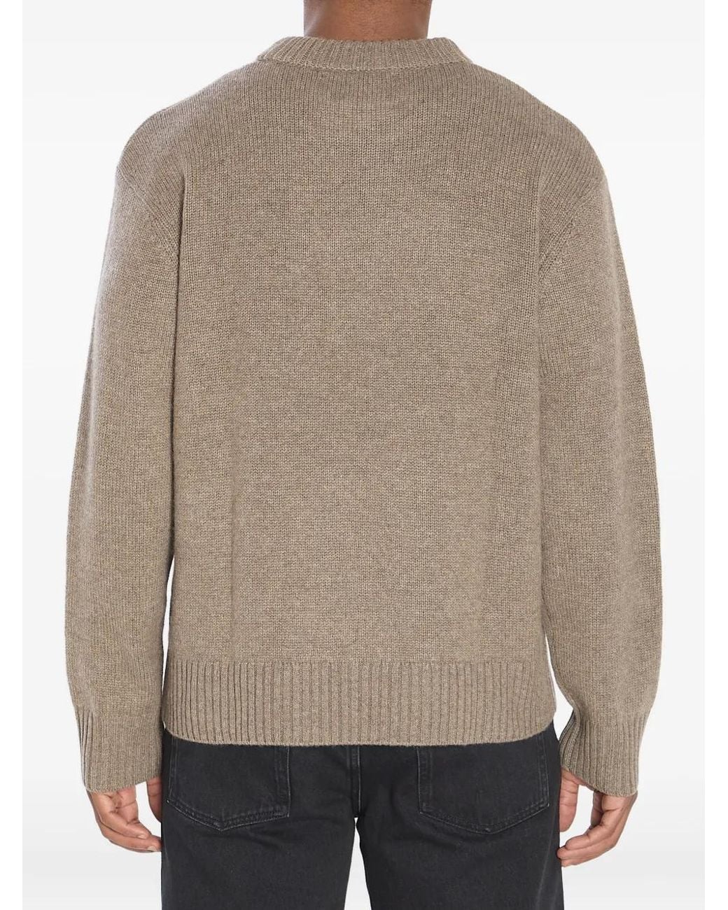 Lisa Yang Natural Crew-Neck Ribbed Cashmere Sweater for men
