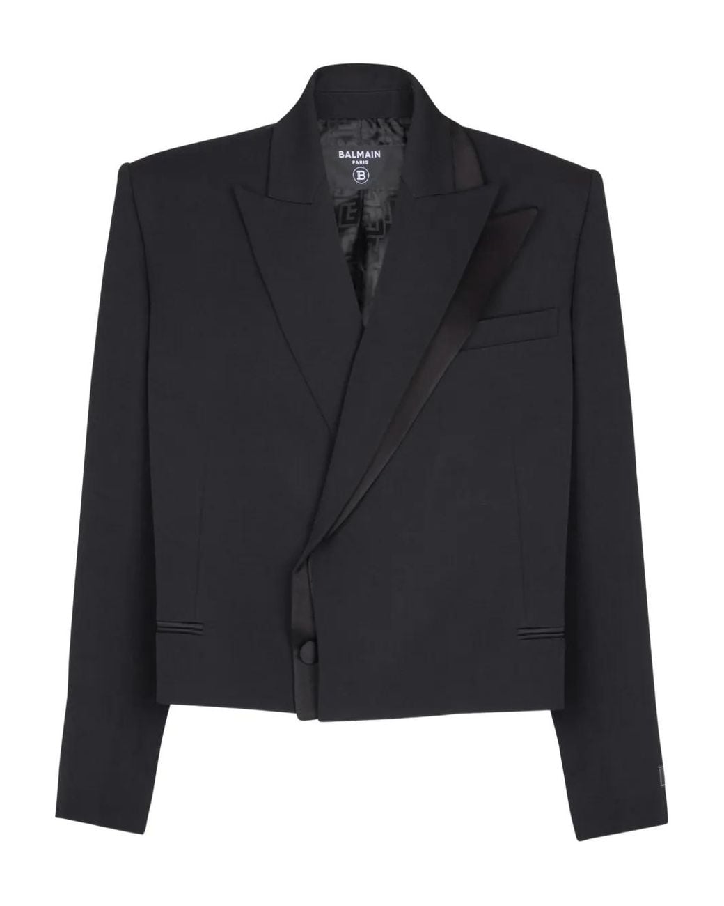 Balmain Black Grain De Poudre Wool Blazer for men