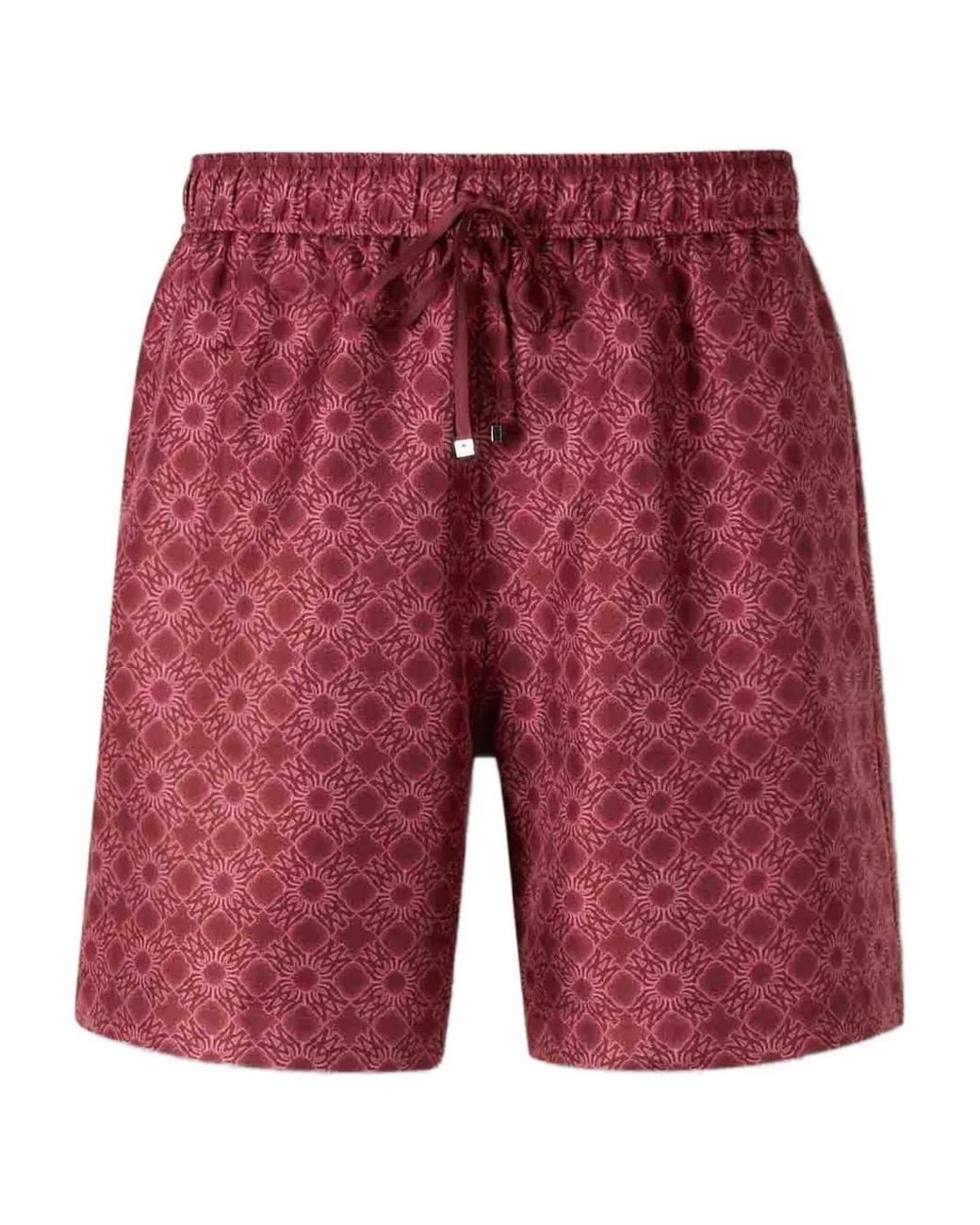 Amiri Red Floral-Pattern Drawstring Shorts for men