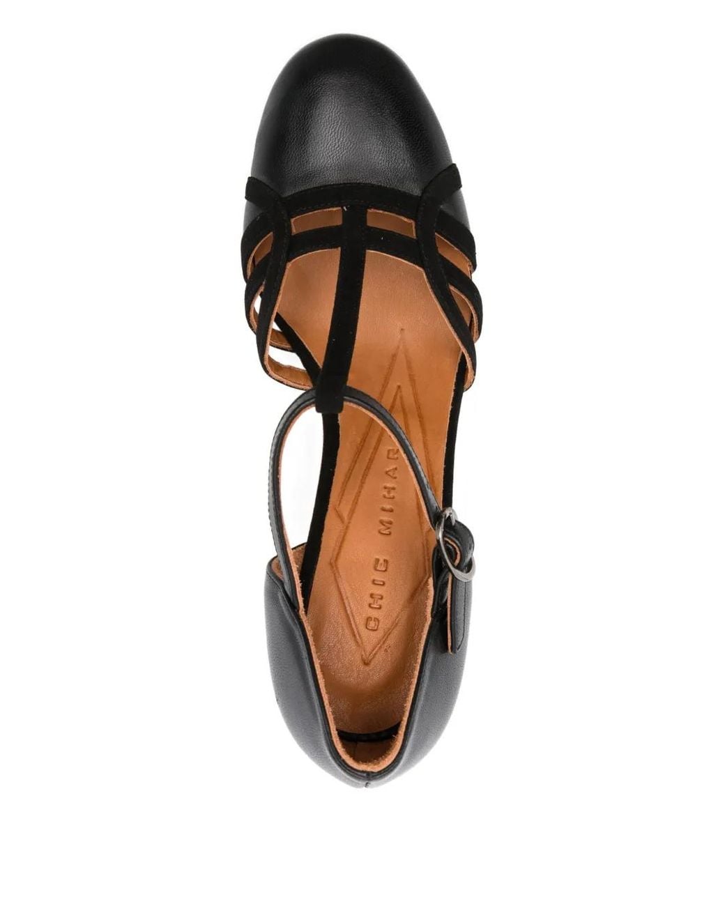Chie Mihara Black 85Mm T-Bar Block-Heel Pumps