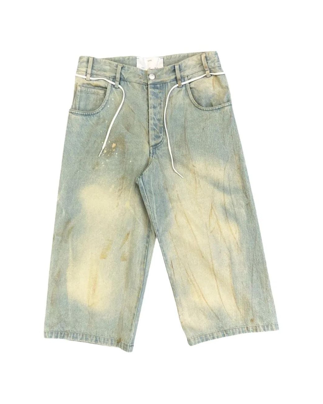 Song For The Mute White Faded-Effect Denim Shorts for men