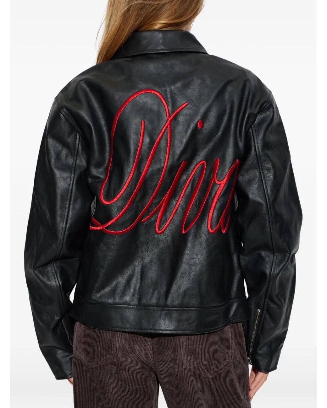 Carne Bollente Black Embroidered Leather Jacket