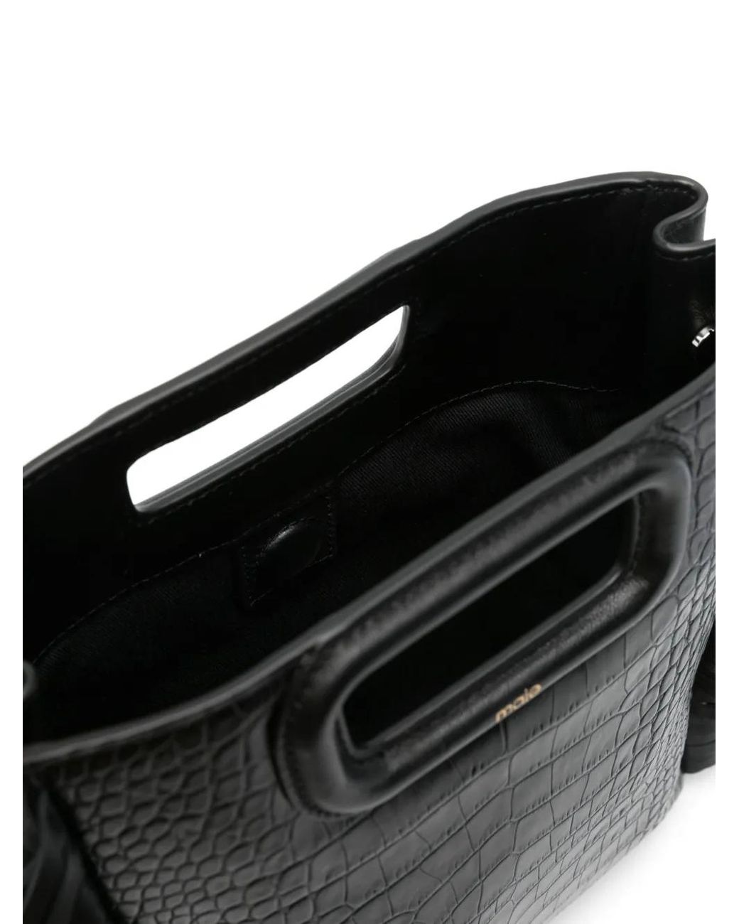 Maje Black Crocodile-Effect Leather M Bag