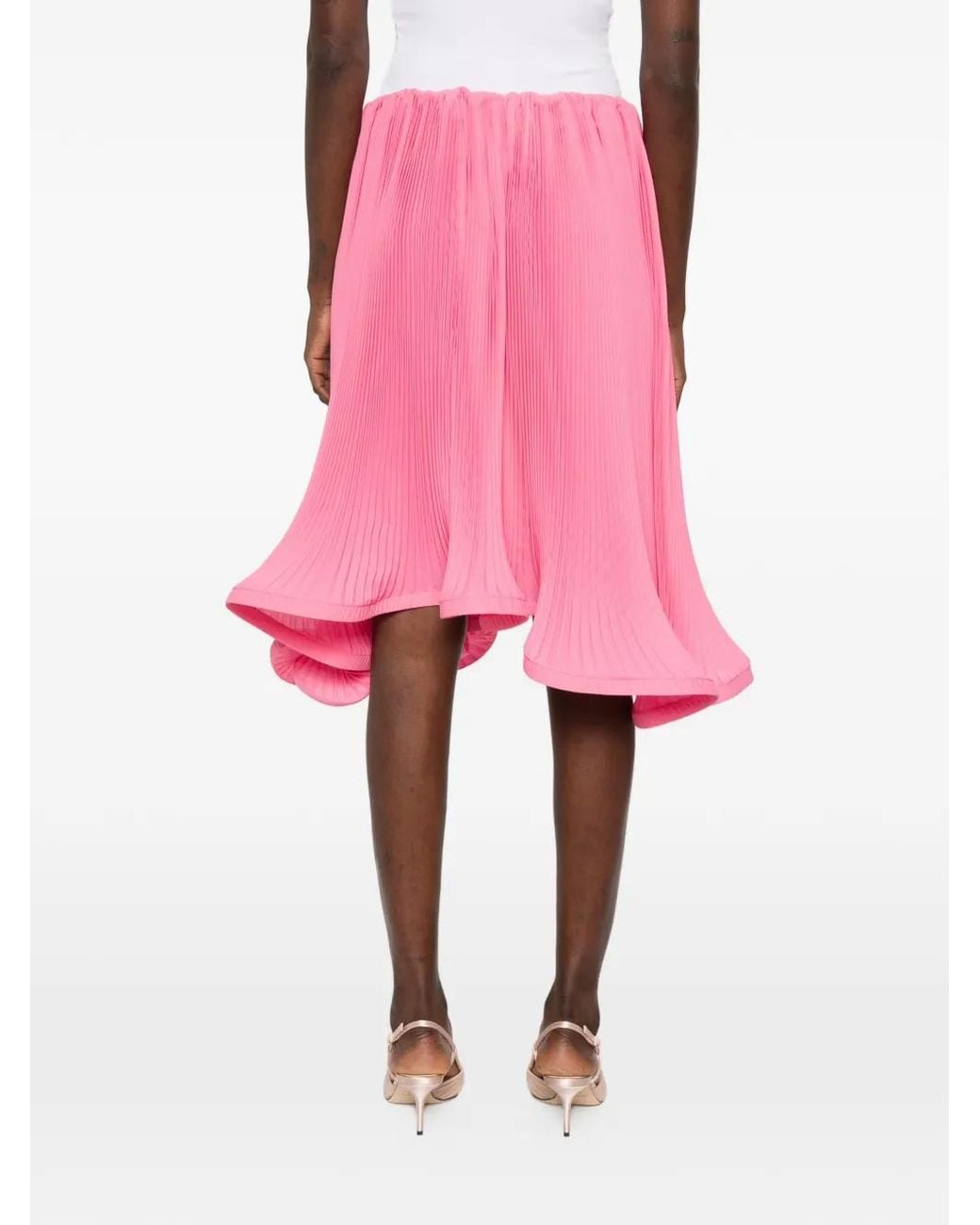 ROWEN ROSE Pink Pleated Midi Skirt