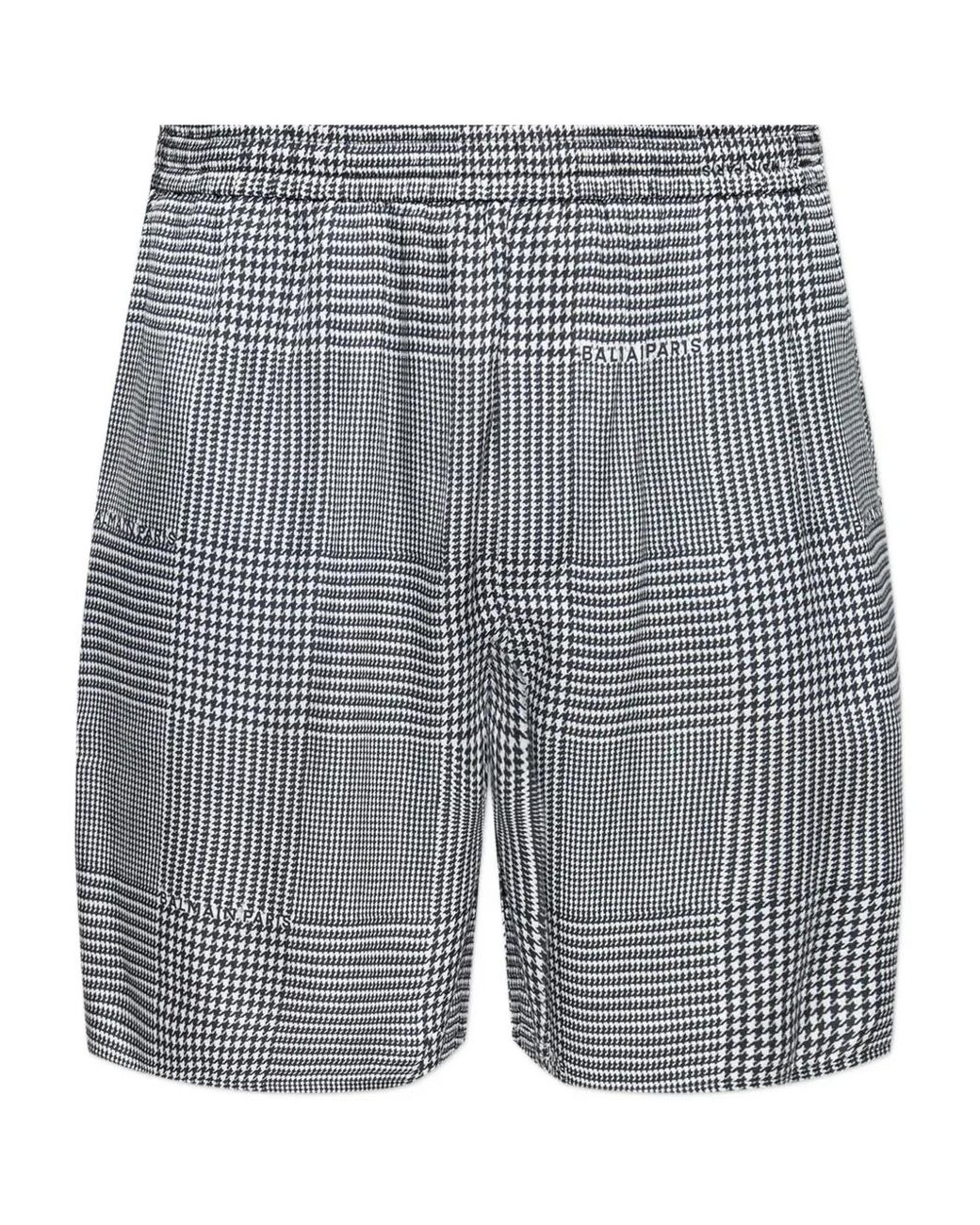 Balmain Shorts Mit Hahnentrittmuster in Gray für Herren