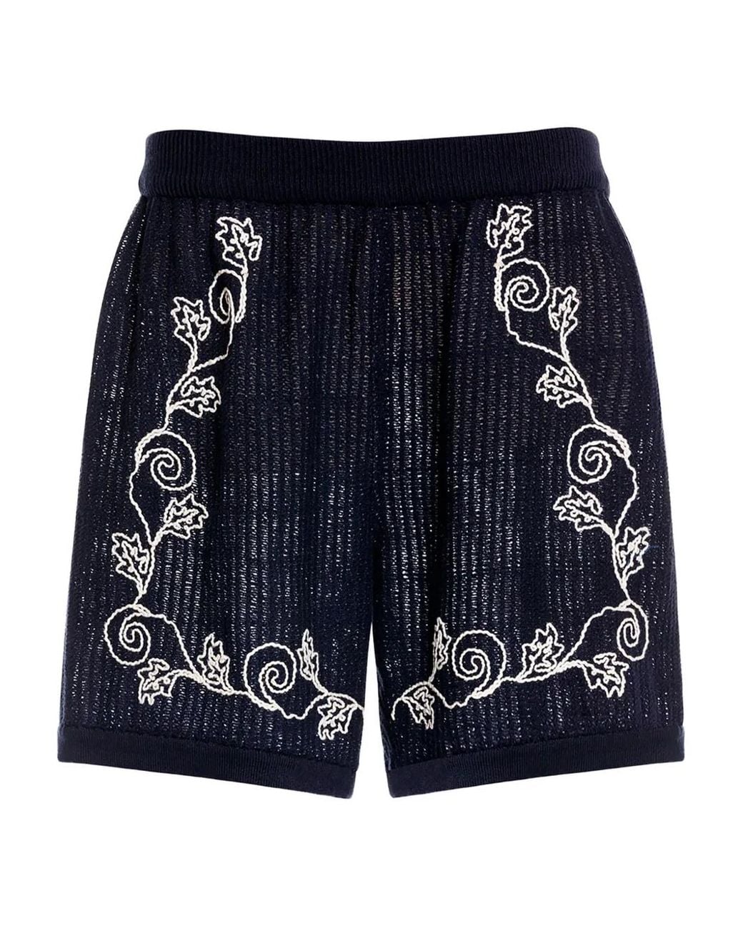 Agua Bendita Blue Maury Embroidered Ribbed Shorts for men