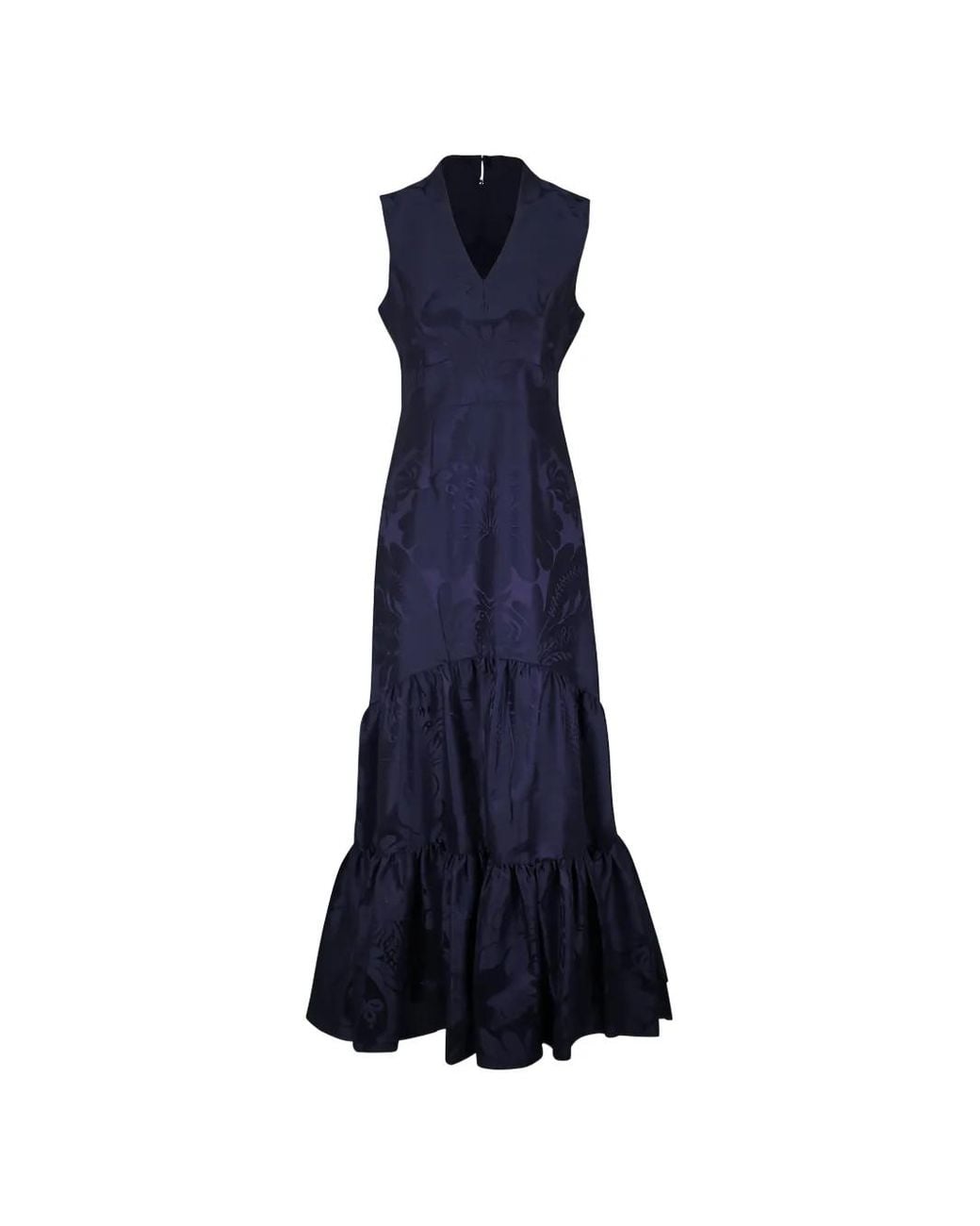 Sachin & Babi Blue Cella V-Neck Ruffled Maxi Dress