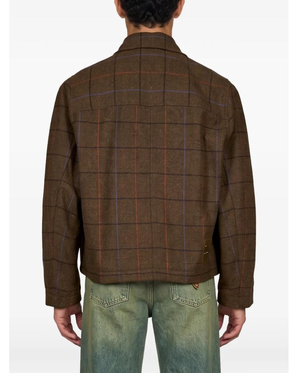 Song For The Mute Brown Checked Zip-Fastening Jacket for men