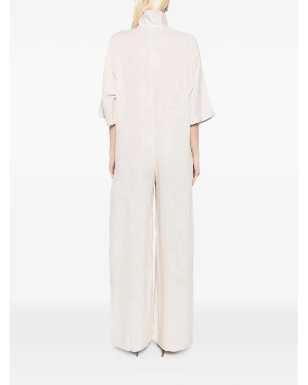 Tessitura Body Couture White Short-Sleeve Crystal-Embellished Jumpsuit