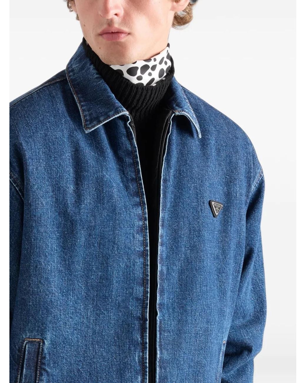 Prada Blue Padded Denim Blouson Jacket for men