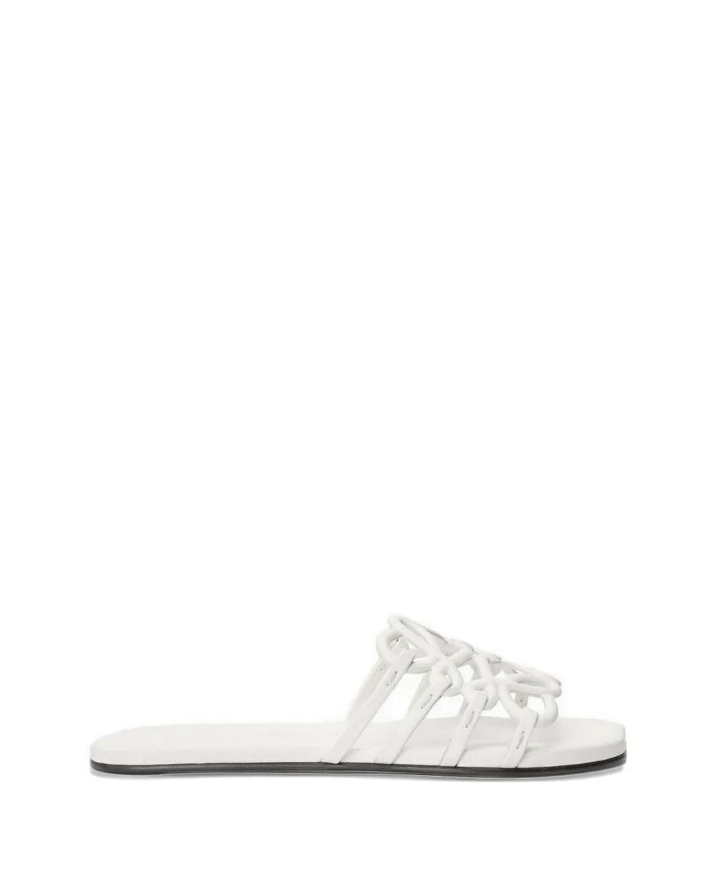 Loewe White Petal Anagram Leather Slides