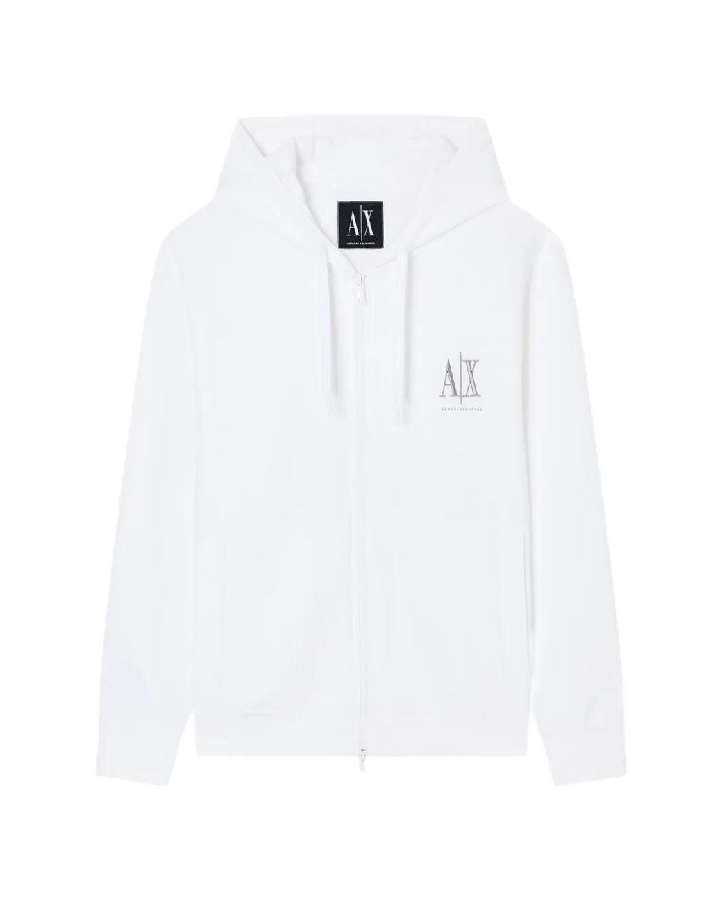 ARMANI EXCHANGE White Logo-Print Zip-Up Hoodie for men