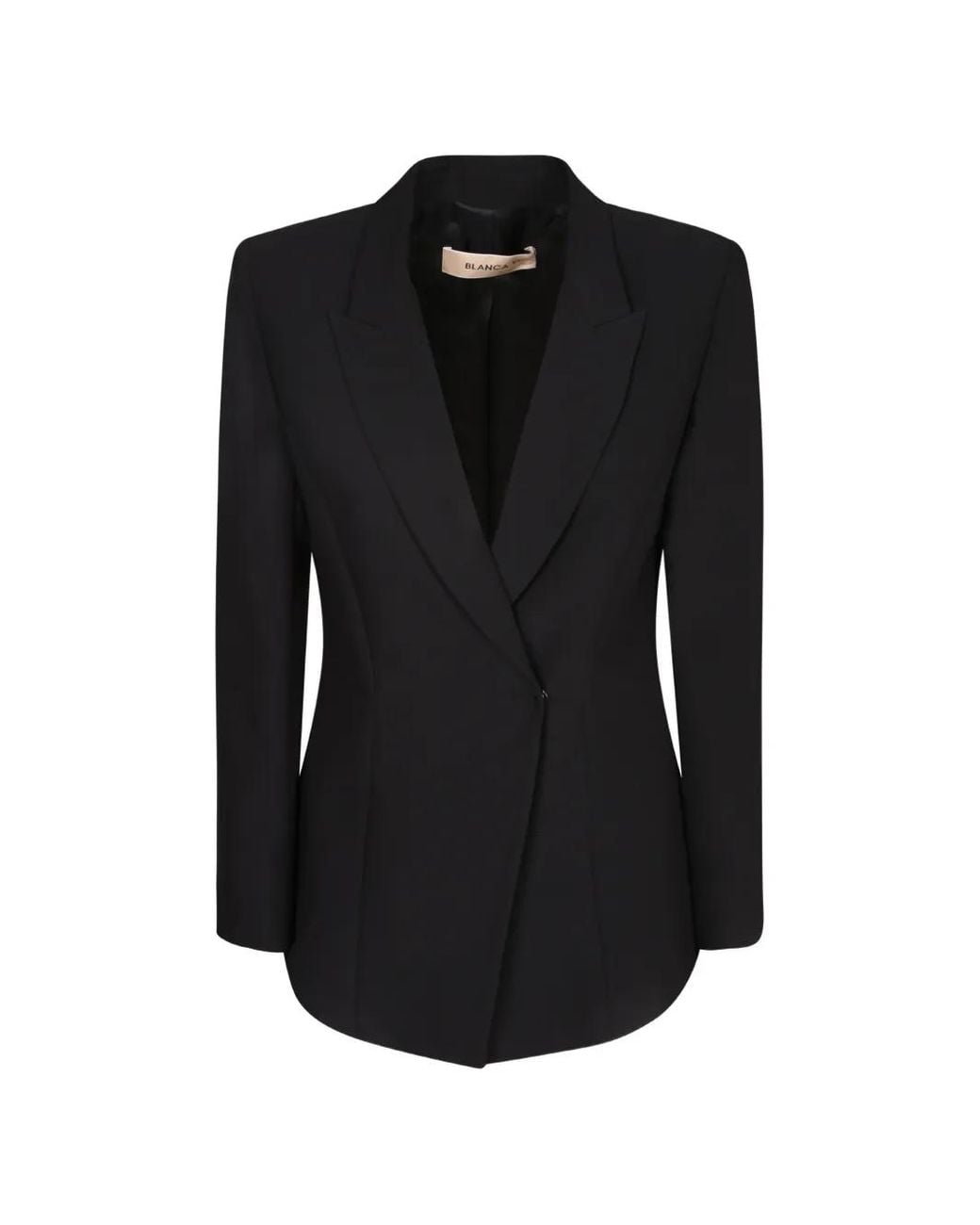 Blanca Vita Black Blazer Boutonné À Revers Pointus