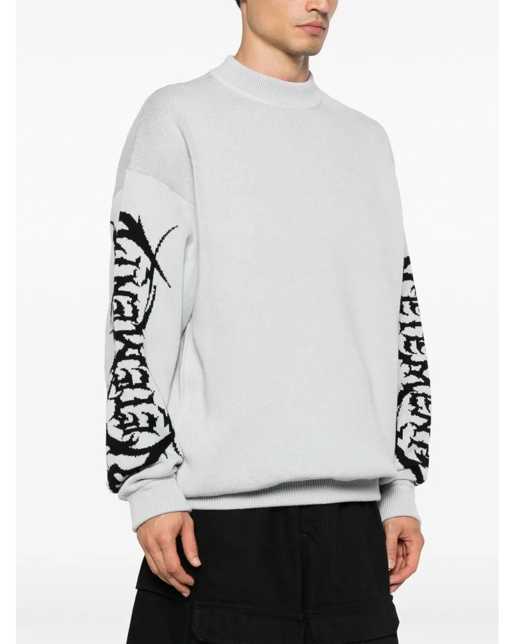 Vetements White Logo-Print Merino Wool Jumper for men