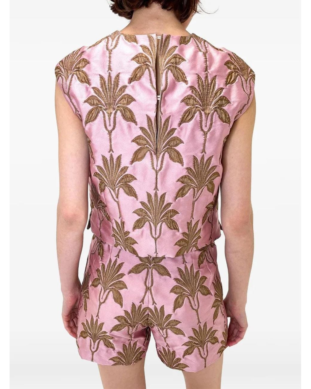ODEEH Pink Sleeveless Floral Shirt